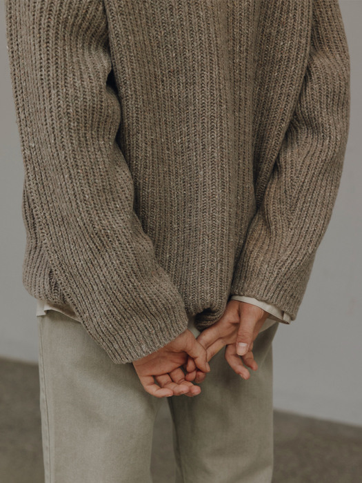 zip-up sweater (steel khaki)