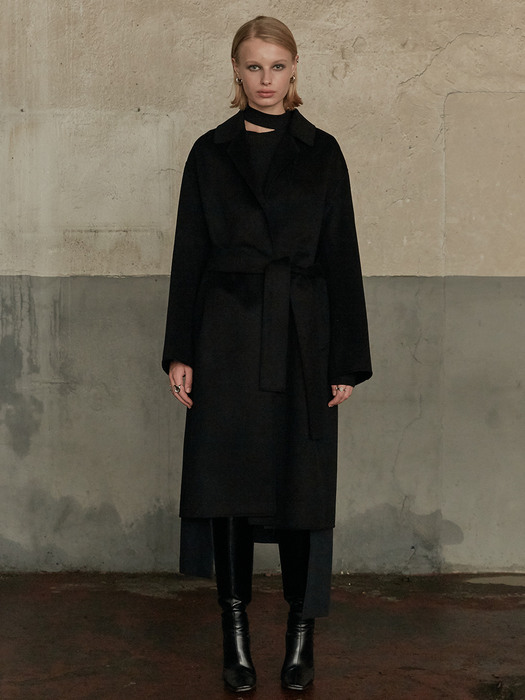 MANET Cashmere Blended Wool Coat_Deep Black