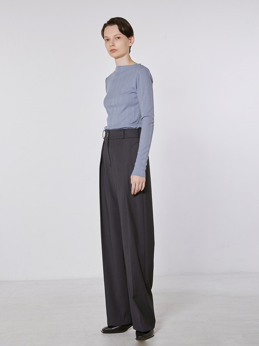 TOF SEMI WIDE TWO BUTTON TROUSER CHARCOAL