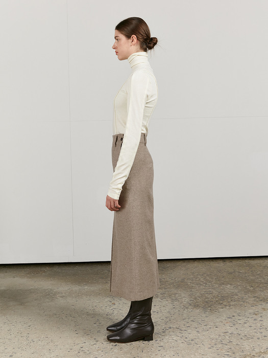 TOW FRONT TUCK WOOL SKIRT_2 COLOR