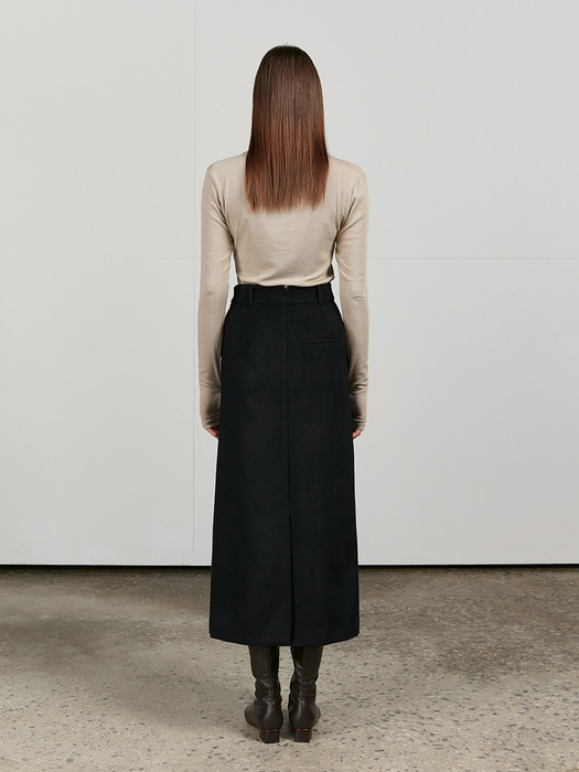 TOW FRONT TUCK WOOL SKIRT_2 COLOR