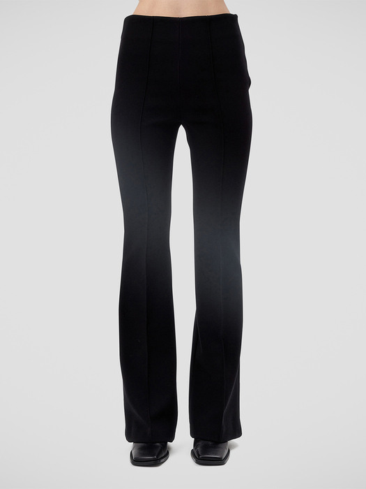 SLIM PINTUCK FLARED TROUSERS (BLACK)