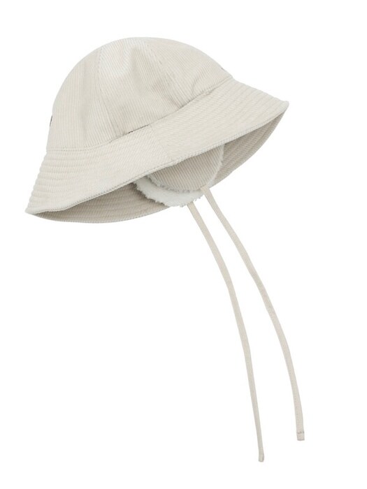 CORDUROY 2-WAY EARFLAP BUCKET HAT_Ivory