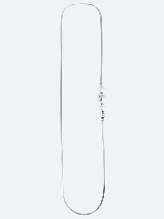 3 Pearls Long Necklace_Silver