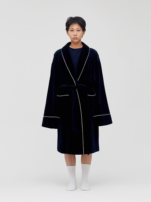 ZIONT_homemade Embroidery Robe_navy