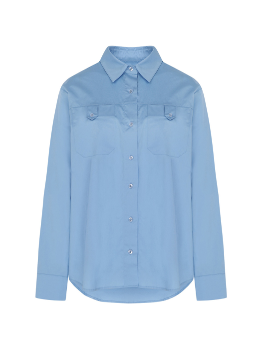 Cotton Pocket Shirt-Sky Blue