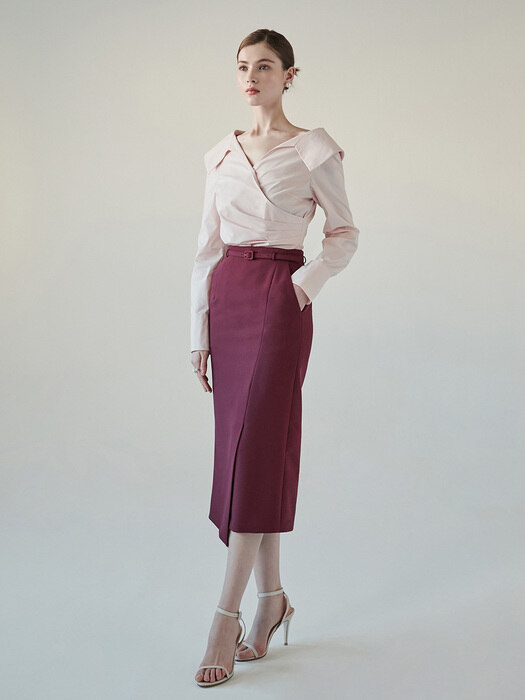 EVA High waist H-line skirt (Burgundy)