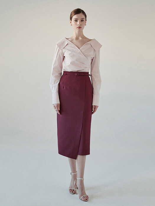 EVA High waist H-line skirt (Burgundy)