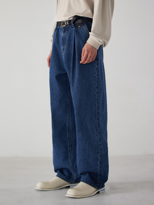 Proper Wide Denim Pants - Mid Blue