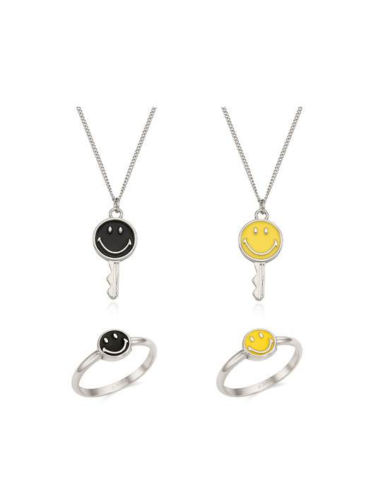 [SET]Smiley® Color Key Necklace_2color+Smiley® Color Point Ring_2color