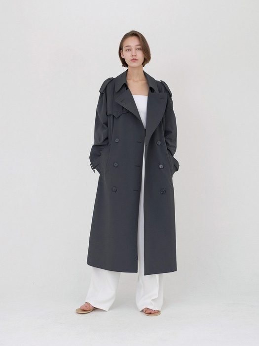 Belted Wrap Trench Coat Navy