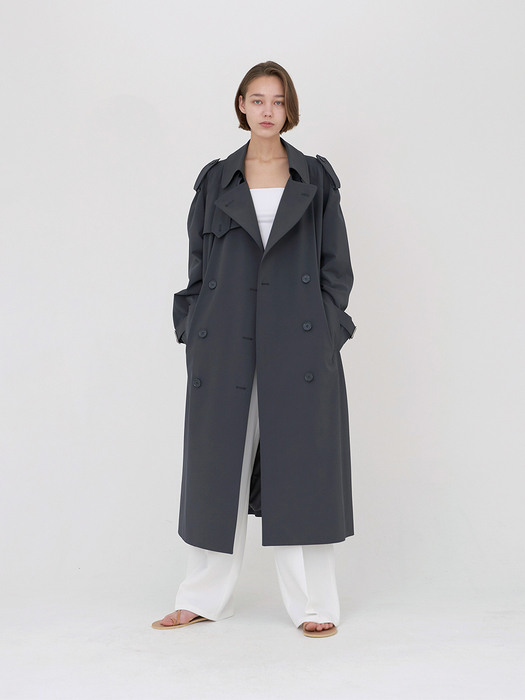 Belted Wrap Trench Coat Navy