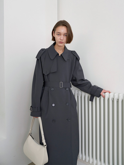 Belted Wrap Trench Coat Navy