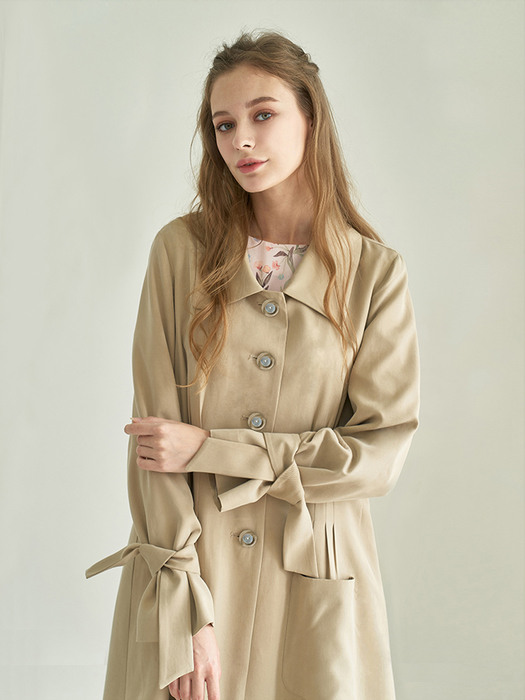 BEIGE TENCEL LONG JACKET