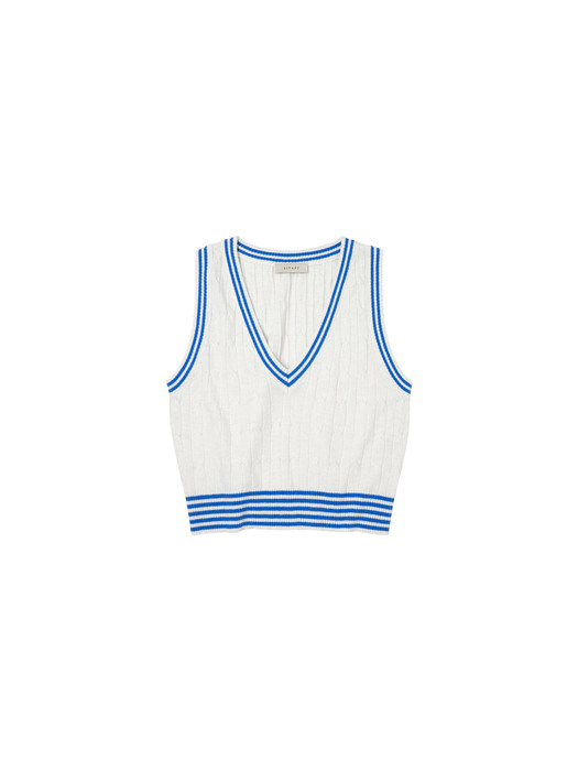 SIKN2032 marine cable knit vest_Ivory