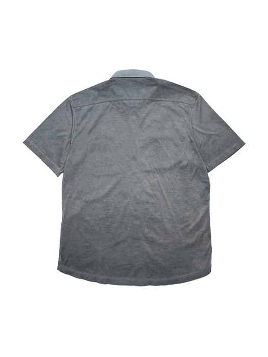 rocky full open collar t-shirt - b.grey