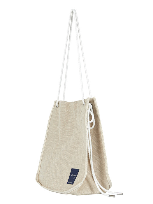 Herringbone Cotton Shopper - White