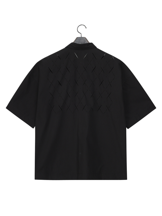 컷팅 오버핏 하프 셔츠 (블랙)