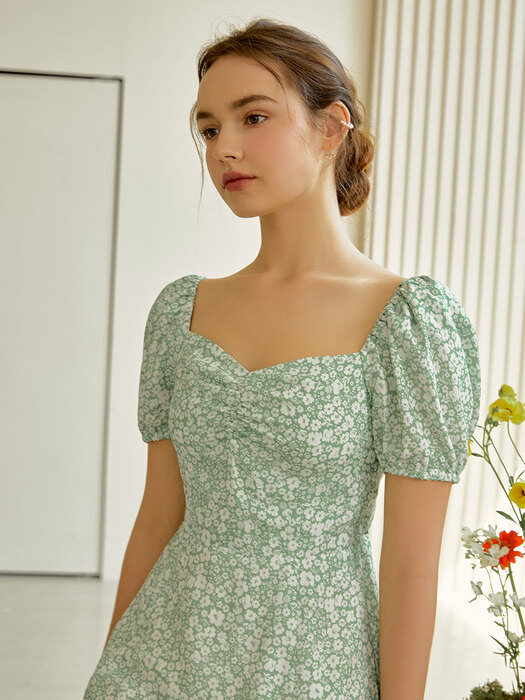 Flower garden long dress (green)