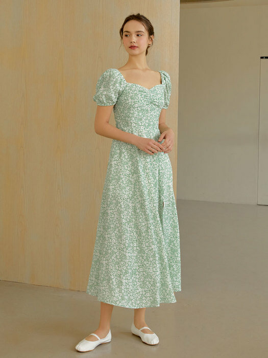 Flower garden long dress (green)