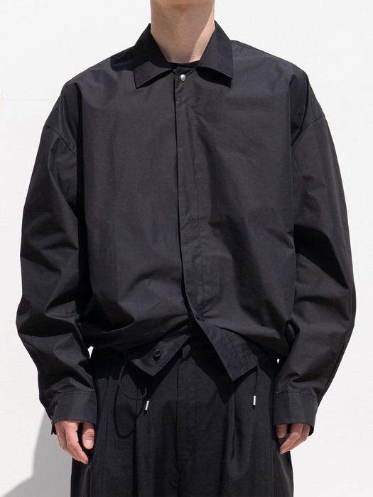 Compact yarn shirt jacket - Black