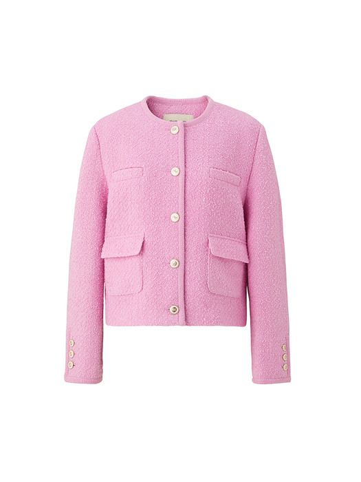 Trimming wool tweed jacket - Pink