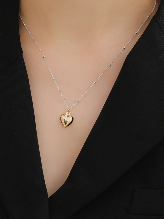 Ball Chain Heart Silver Necklace N01063