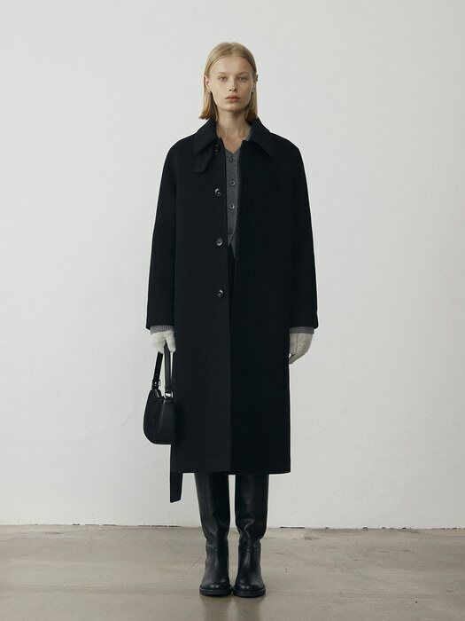 UNISEX BELTED WOOL MAC COAT BLACK_UDCO2D123BK