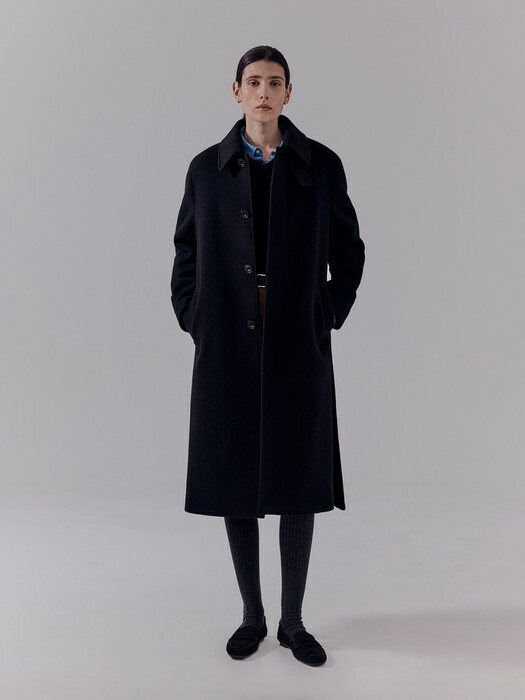 ジャケット・アウター DUNST UNISEX BELTED WOOL MAC COAT BLACK 던스트]UNISEX BELTED WOOL MAC COAT BLACK_UDCO2D123BK