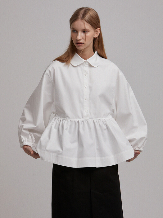 Gathered blouse (white)