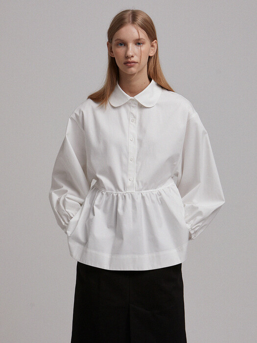 Gathered blouse (white)
