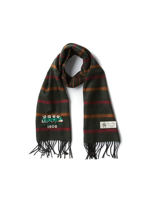 N ARCHIVE PREPPY DOG STRIPE MUFFLER GREEN