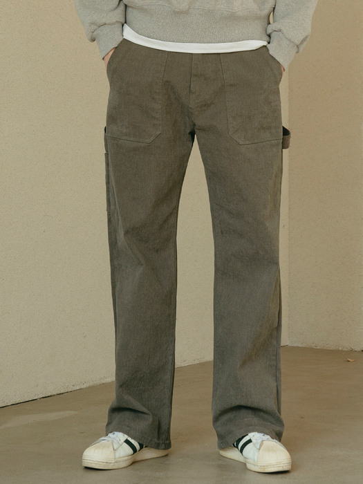 P1017 Carpenter wide pants_Khaki