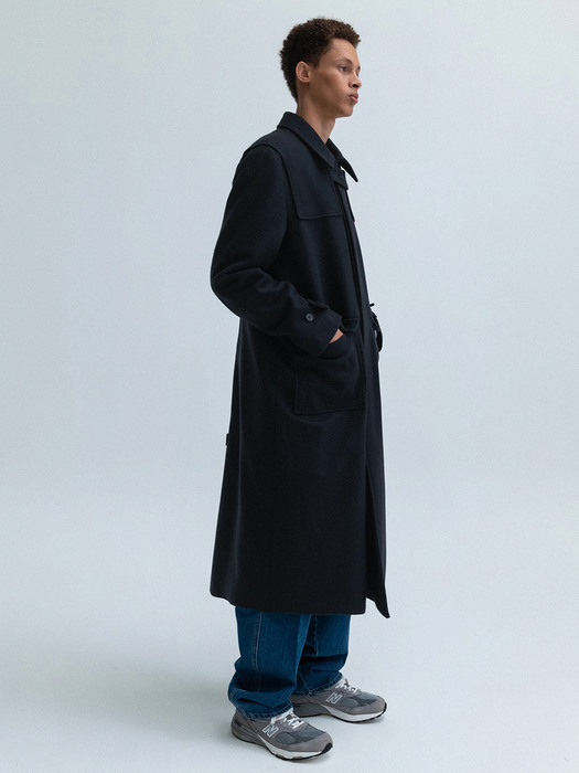 cashmere flap single coat (navy)
