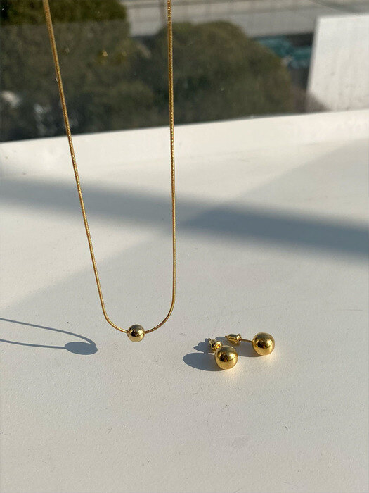 [단독][set][925 silver] bondir necklace (2 type)(gold) + dodu ball earring (gold)