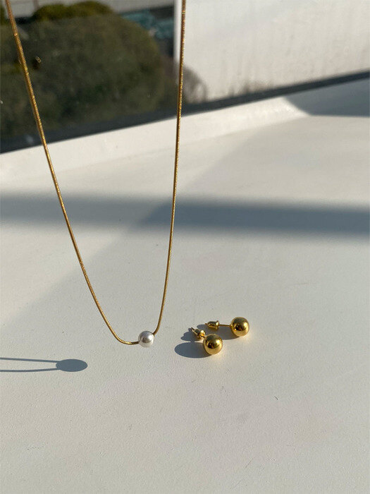 [단독][set][925 silver] bondir necklace (2 type)(gold) + dodu ball earring (gold)