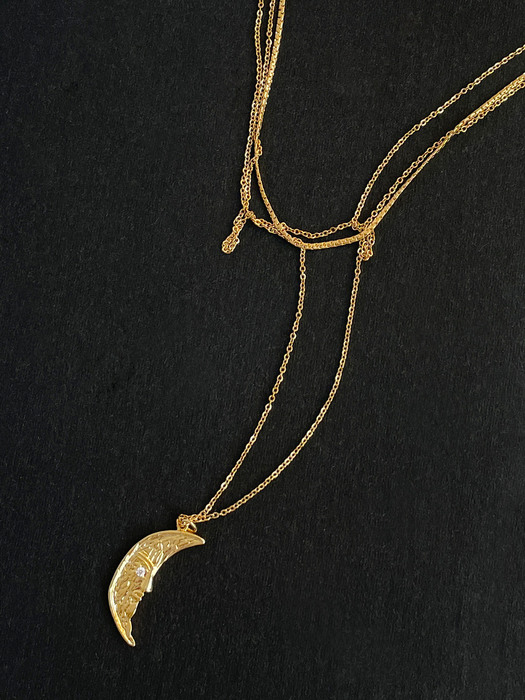 gold moon layered necklace