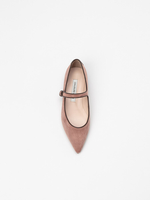 Loiretta Maryjane Flat shoes in Dark Pink Suede