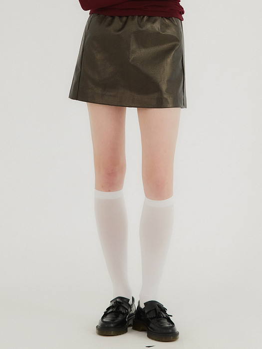 Eco leather mini skirt / Brown
