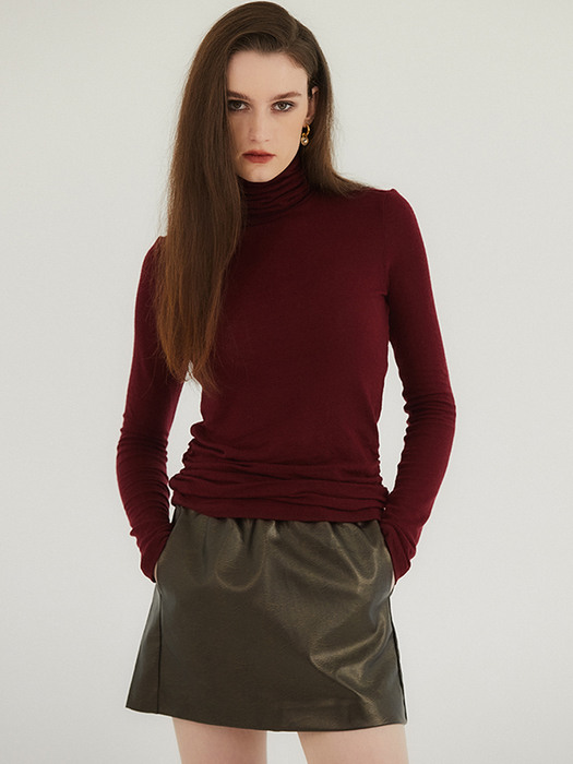 Eco leather mini skirt / Brown