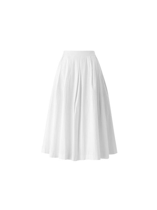 Tuck flare skirt - White