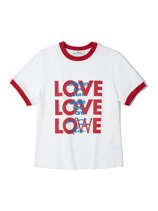 A3442 LOVE ringer T-shirt_White/Red