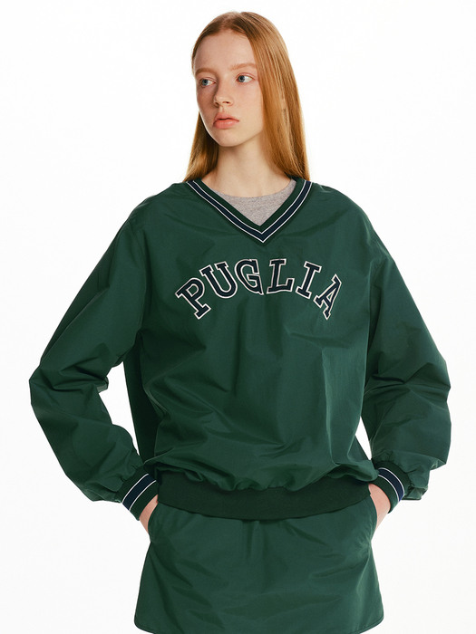 PUGLIA V-neck pullover windbreaker (Green)