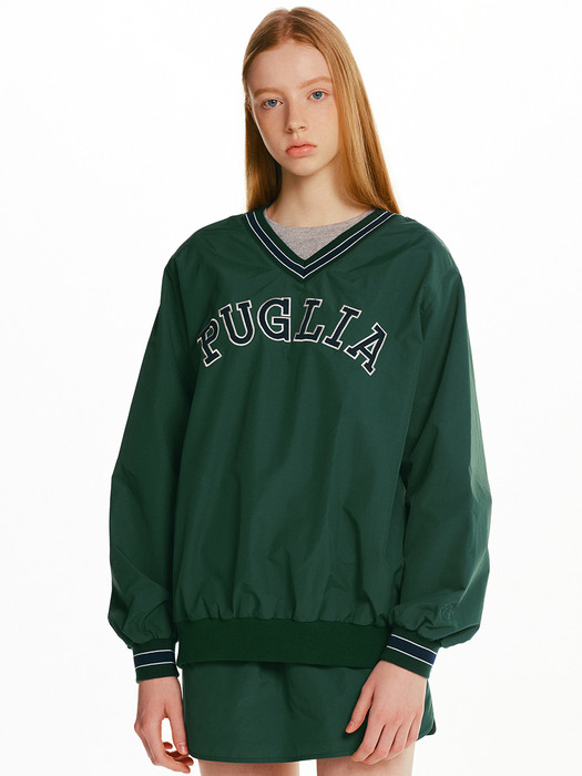 PUGLIA V-neck pullover windbreaker (Green)