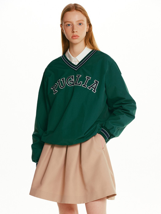 PUGLIA V-neck pullover windbreaker (Green)