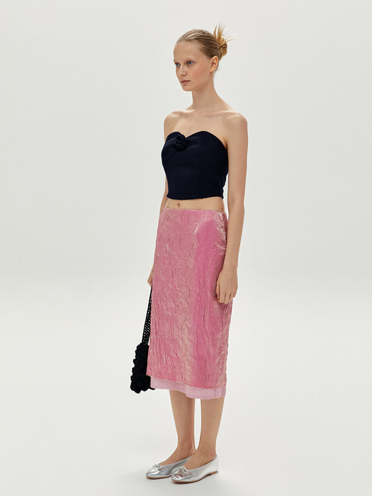 Layered Cutting Skirt in Pink