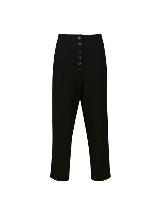 HIGH-RISE BUTTON DETAILED TROUSERS (BLACK)