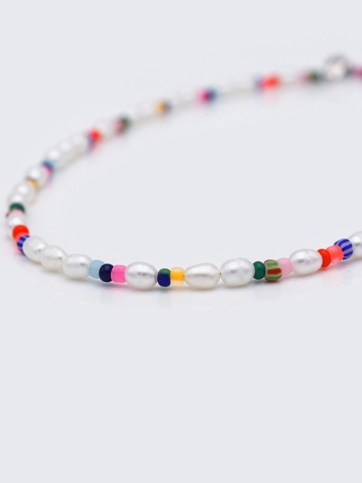 Freshwater pearl color beads choker Necklace 밥풀 담수진주 컬러 비즈 초커 목걸이 4mm 5mm