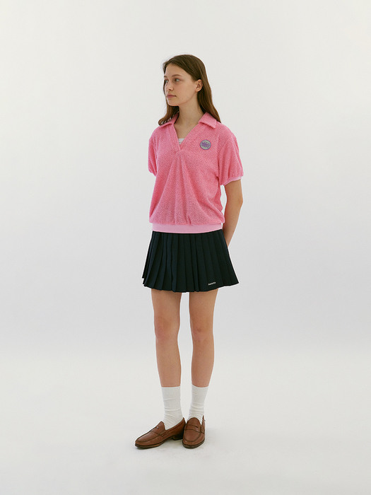 RB Terry Collar Wappen T-Shirts Pink