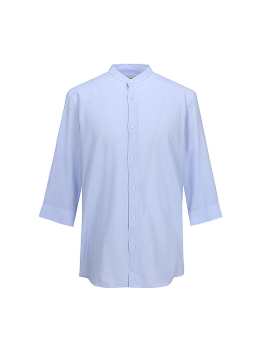남성 헨리넥 크롭 슬리브 셔츠 (SKY BLUE)